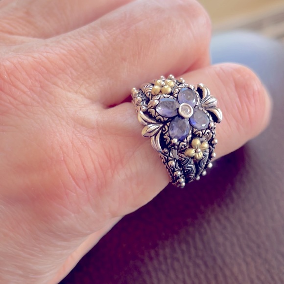 Barbara Bixby Iolite & White Sapphire Ring, Sterling Silver & 18k Gold - Picture 8 of 11